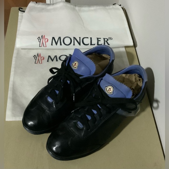Moncler Sneakers Black & Purple Leather Size 38 US 7.5–8...